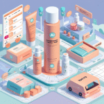 A futuristic beauty logistics center with smart shipping, AI dashboards, and eco-friendly packaging showcasing 2025 fulfillment trends.