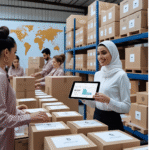 Modern beauty logistics team managing skincare fulfillment, order tracking, and sustainable shipping in 2025.