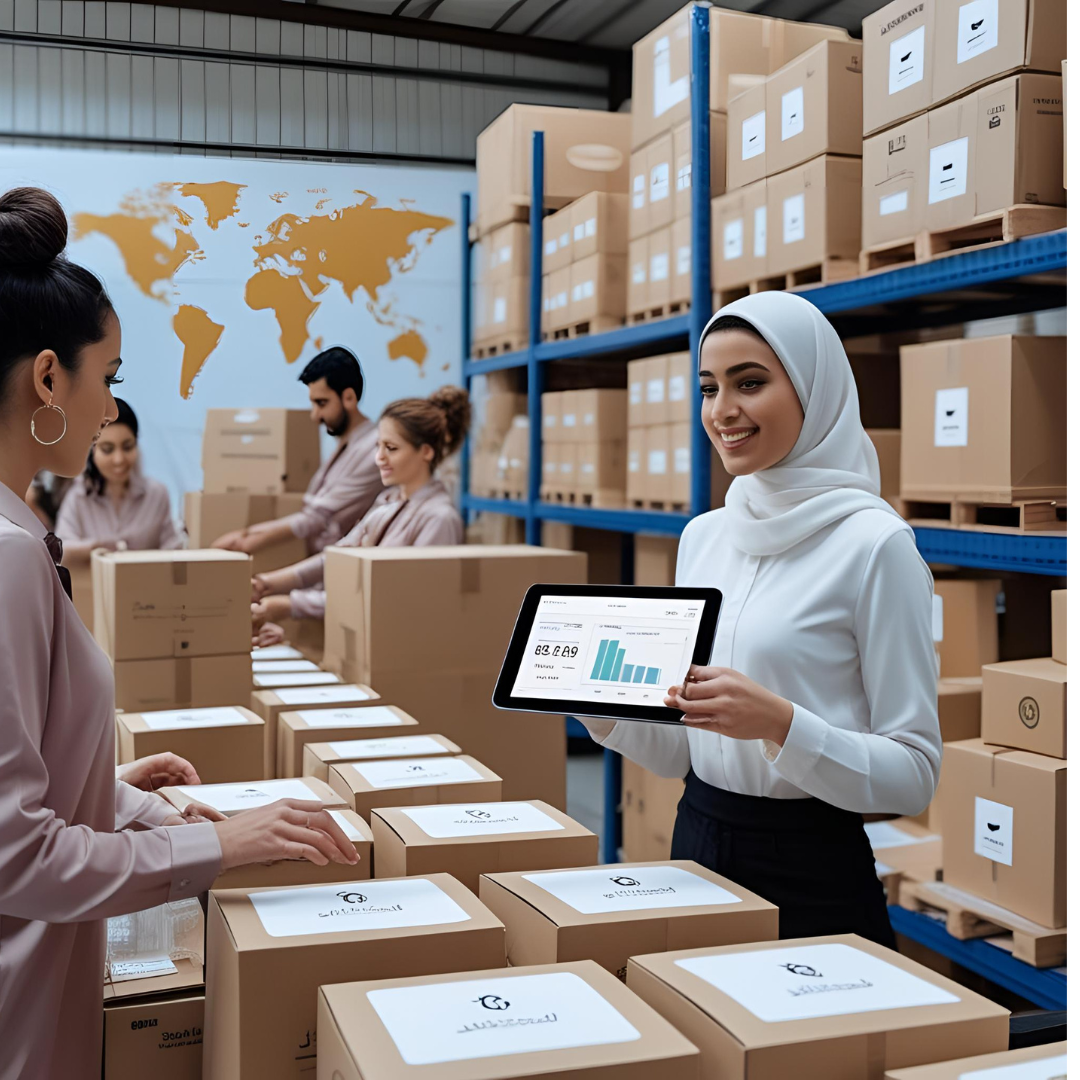 Modern beauty logistics team managing skincare fulfillment, order tracking, and sustainable shipping in 2025.