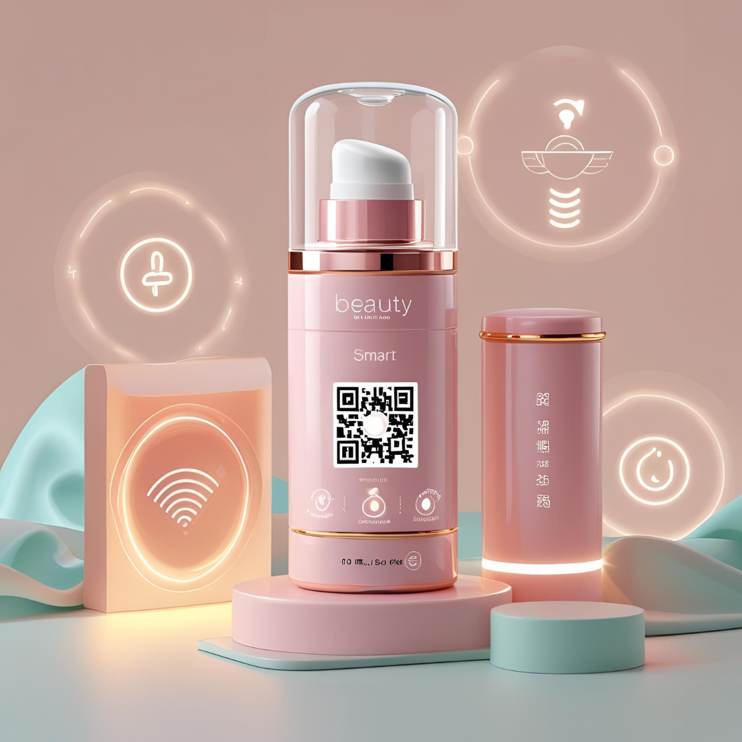 High-tech beauty product with smart packaging and digital features