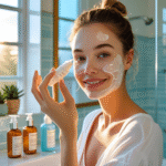 best skincare routine for oily skin 2025, gel moisturizer, clear face, morning skincare, shine-free skin
